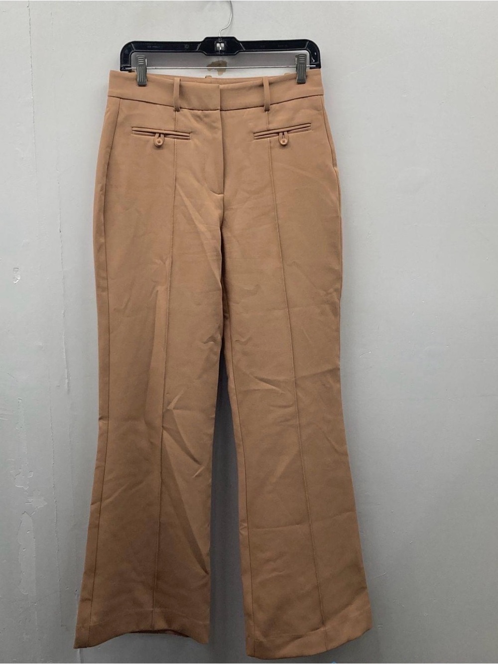 NWT Reiss Abbey Flare Trousers Tan Camel Tailored High Rise Suit Pants US 4 UK 8